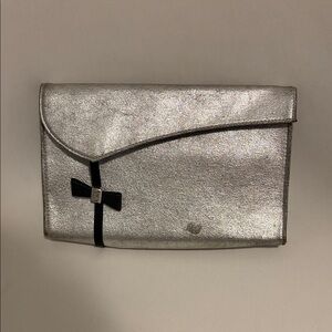 Thierry Mugler Elegant Silver Clutch with Bow Accent